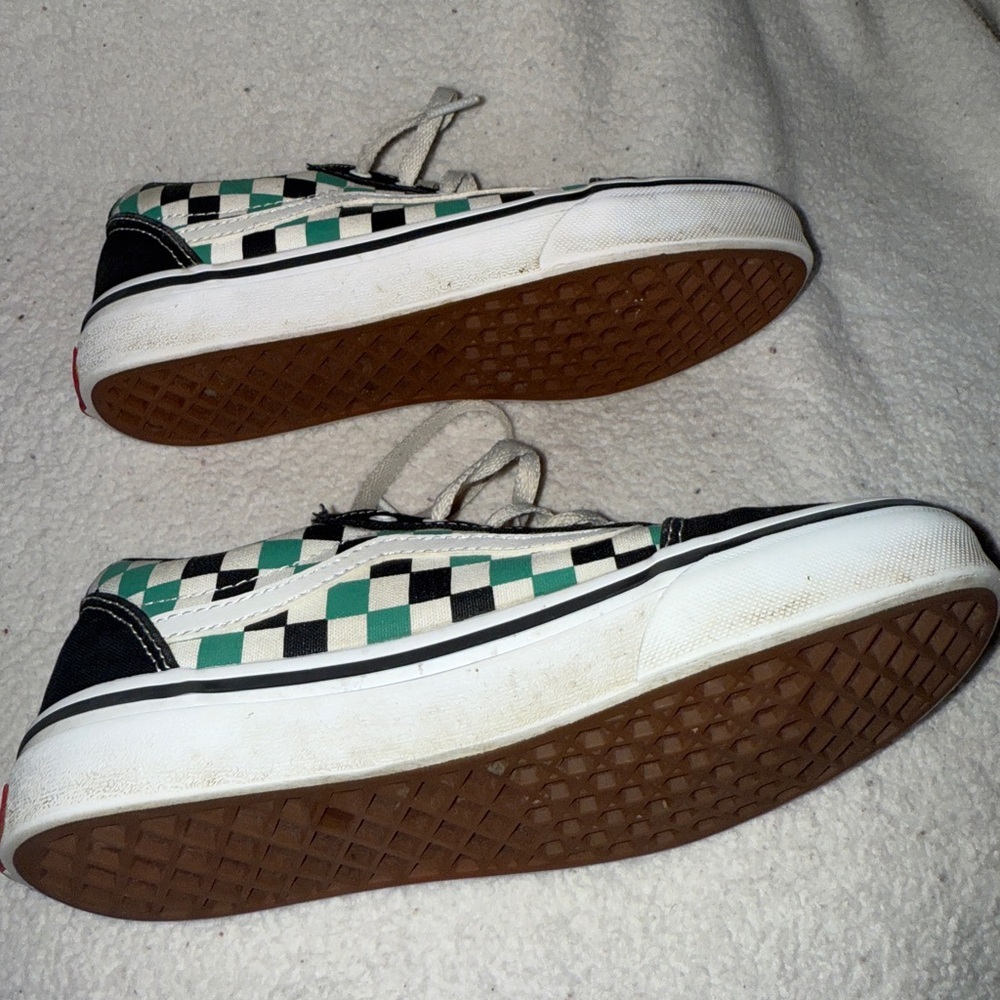 Vans Kids Off The Wall Checker Canvas Sneaker | Size 4 | Black | Green | White | - Picture 4 of 8